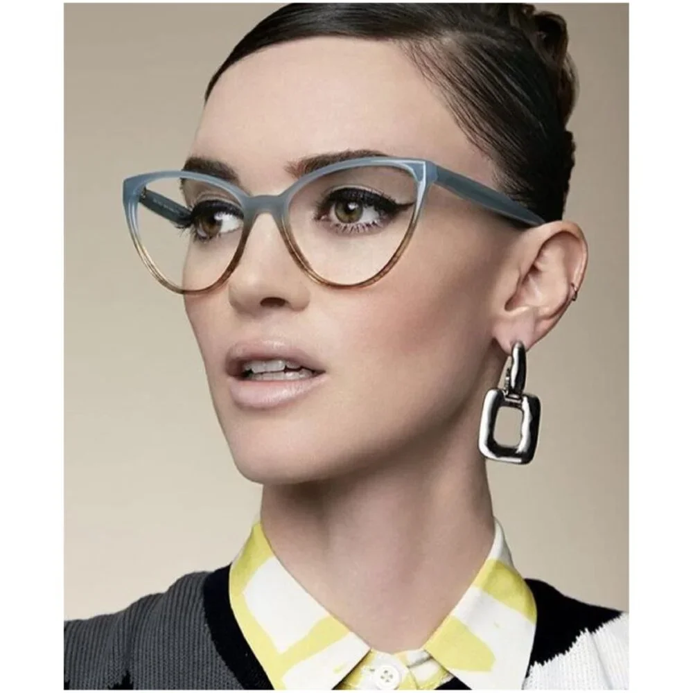 SEE Eyewear Eyeglasses Glasses Cat Eye Frames in Greenish Blue & Grey Style 6963 - Picture 1 of 6
